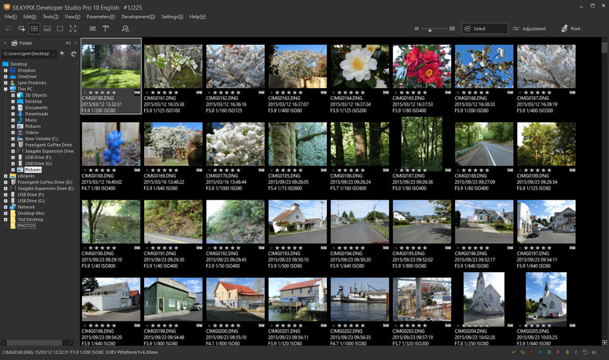Fast photo browsing and selection in this SILKYPIX Workspace.