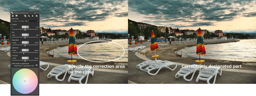 Partial Correction Tool with Circular Selection